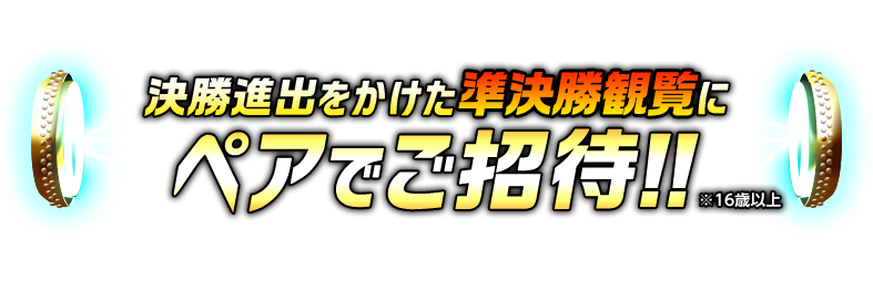 決勝進出をかけた準決勝観覧にペアでご招待!!※16歳以上